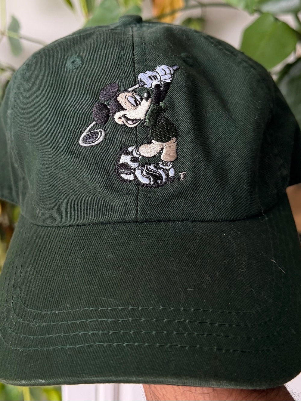 Dark Green Mickey Embroidered Baseball Cap